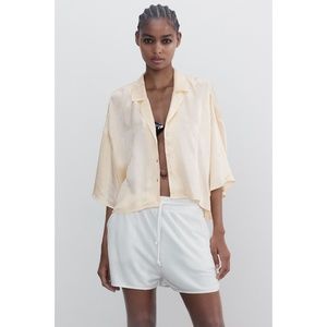 ZARA Satin Effect Button Up Blouse Yellow